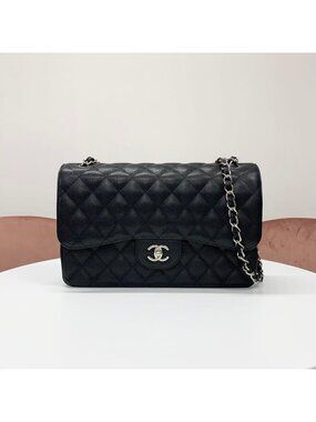 Chanel Maxi Quilted 30 Large Caviar Leather Turnlock Bag